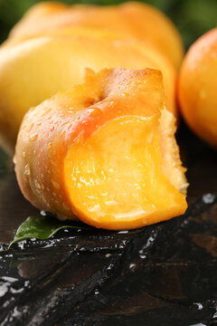 Fresh Golden Nectarines Studio Shot - Peeled Fruit with Water Droplets