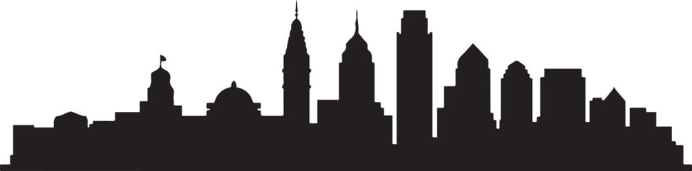 Obraz premium Philadelphia skyline silhouette vector illustration. design Vector black silhouette