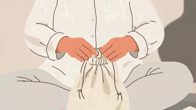Elegant Elderly Woman Creating Handwoven Bag in Cozy Home Environment
