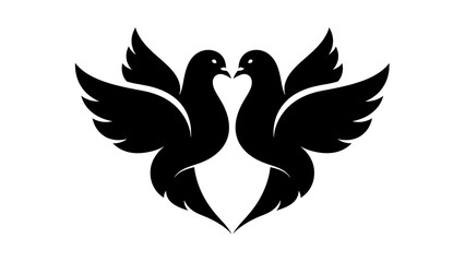 Obraz premium Two doves facing each other in a symbolic representation of love and peace, depicted in a classic and clean design
