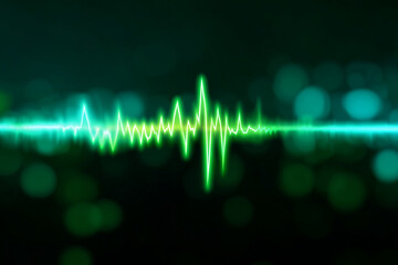 An eye-catching abstract design showcasing a green wave form combined with sparkling bokeh lights, depicting vibrancy and creativity in modern digital art.