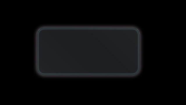 Rounded rectangle glass panel with realistic transparent glass look and glowing edges on black background, ideal for premium UI, tech visuals, and futuristic interface layouts.