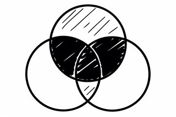 Flat Vector Venn Diagram with Three Overlapping Circles &mdash; Minimal Modern Infographic Design