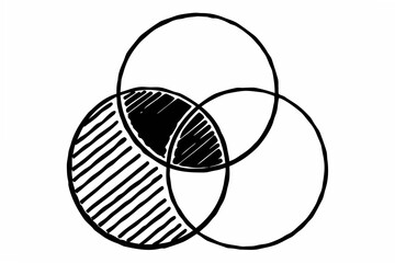 Flat Vector Venn Diagram with Three Overlapping Circles &mdash; Minimal Modern Infographic Design