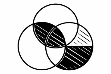 Flat Vector Venn Diagram with Three Overlapping Circles &mdash; Minimal Modern Infographic Design