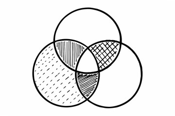 Flat Vector Venn Diagram with Three Overlapping Circles &mdash; Minimal Modern Infographic Design