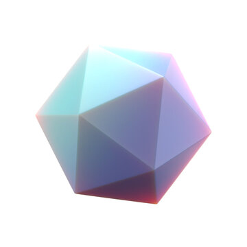 3d gradient abstract icosphere on an isolated background.