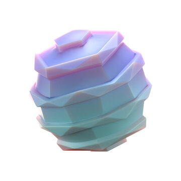 3d gradient pentagonal icosphere on an isolated background.