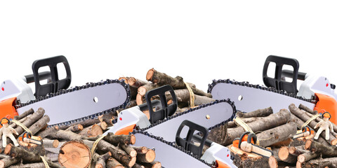 Gasoline chainsaw isolated on white background