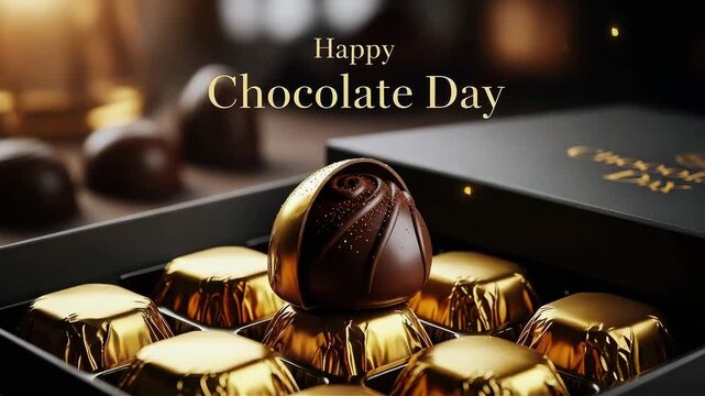 Happy chocolate day celebration with luxurious chocolates in a box