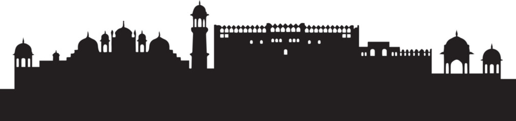 Vector illustration Jaipur Skyline panorama. design Vector black silhouette