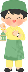 Muslim boy holding lantern