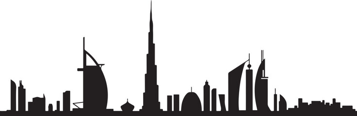 Dubai city UAE amazing. design Vector black silhouette