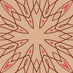 Geometric abstract symmetrical seamless pattern, line art illustration for fabric design and backgrounds