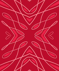 Geometric abstract symmetrical seamless pattern, line art illustration for fabric design and backgrounds