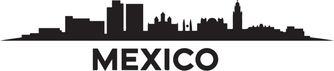 Hermosillo Skyline Vector Silhouette with Mexico. design Vector black silhouette