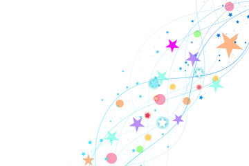 Fototapeta premium Colorful Stars and Swirls with Dots