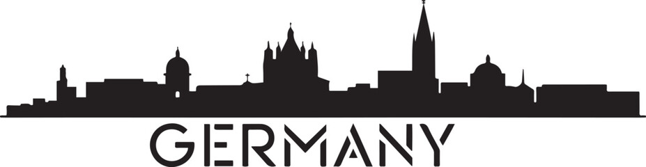 Obraz premium Mainz Skyline Vector with Germany. design Vector black silhouette