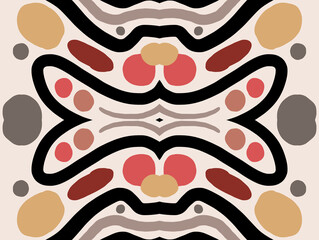 Geometric abstract symmetrical seamless pattern, ethnic art illustration for fabric design and backgrounds