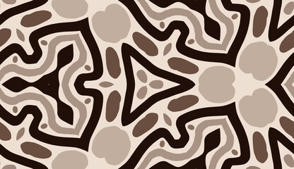 Geometric abstract symmetrical seamless pattern, ethnic art illustration for fabric design and backgrounds