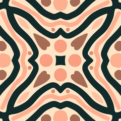 Geometric abstract symmetrical seamless pattern, ethnic art illustration for fabric design and backgrounds