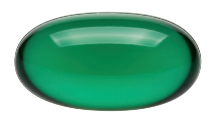 Green gel capsule isolated PNG on transparent background, single oval vitamin or medicine pill for healthcare and pharmaceutical use