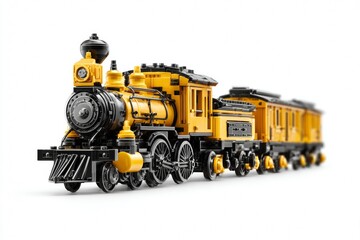 Detailed Toy Train With Bright Colors on a White Background Showcasing Realism and Clear Design in Perfect Lighting