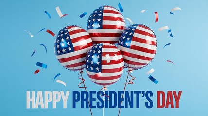 Happy presidents day celebration with patriotic american balloons
