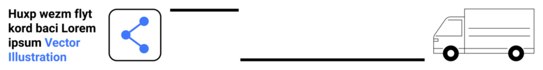 Fototapeta premium Logistics, delivery services, communication networks, modern supply chain, e-commerce shipping, technology systems. Connected share icon and a delivery truck. Logistics and communication networks