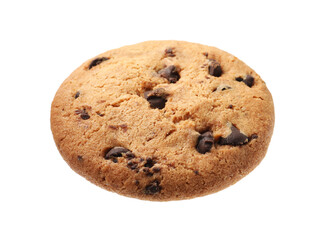 Delicious chocolate chip cookie isolated on white