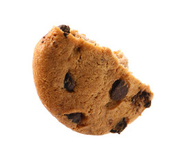 Piece of delicious chocolate chip cookie isolated on white