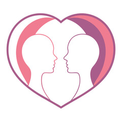 Couple Silhouette Within Heart Shape, Love Connection Symbol, Relationship Wellbeing Concept Vector
