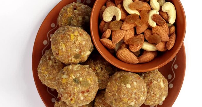 Traditional Dink laddu made from edible gum and dry fruits, called Dinkache ladoo or gond ke laddoo