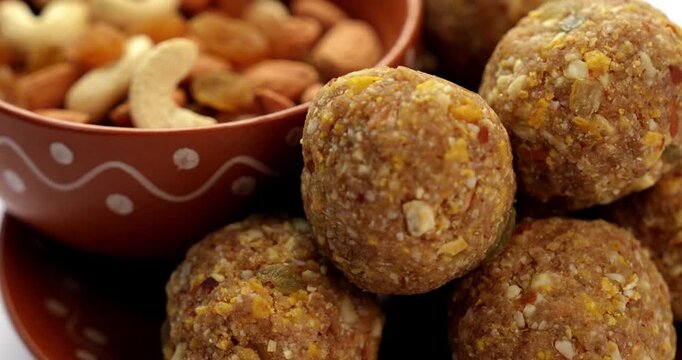Traditional Dink laddu made from edible gum and dry fruits, called Dinkache ladoo or gond ke laddoo
