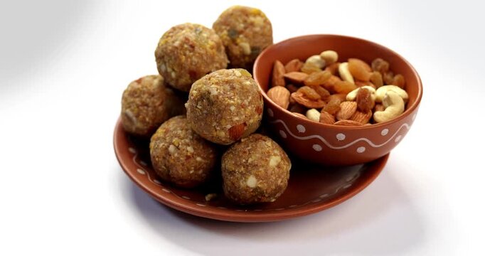 Traditional Dink laddu made from edible gum and dry fruits, called Dinkache ladoo or gond ke laddoo