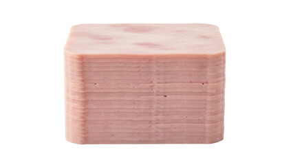 Stack of square ham slices isolated PNG on transparent background, processed meat product for sandwiches and cooking