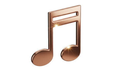 Elegant copper musical note PNG isolated on transparent background, shiny metallic music symbol for graphic design and decoration