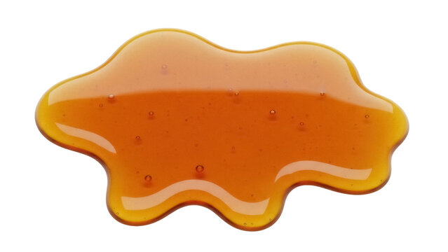 Golden honey puddle isolated PNG, sweet amber liquid spill on transparent background, natural sweetener for food and beverage design