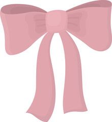 Illustration of cute pink ribbon bow. Fashion decorative element isolated on white background	