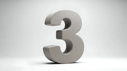 3d Numeral Three on White Background
