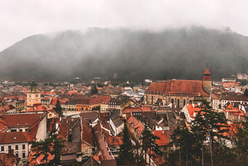 Aerial View of Historic City of Brasov
