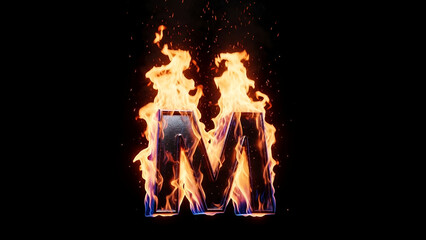 Main Subject Letter M on Fire