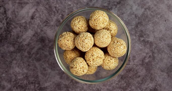Amaranth Laddu or Rajgira Laddoo Made from Royal Grain Cholai, Traditional Indian Spherical Sweet Balls