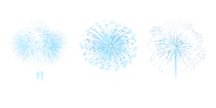 White and blue fireworks on transparent background isolated on a transparent background explosion light - Powered by Adobe