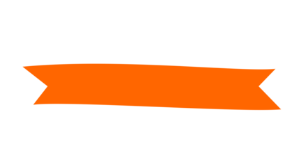 Orange flat ribbon banner. Minimal folded label strip shape. Clean promotion title bar element. Modern graphic design accent on transparent background