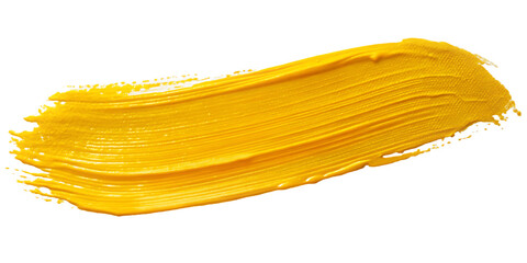 Yellow paint smear on white background isolated on a transparent background brushstroke texture