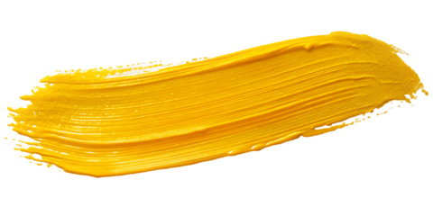 Yellow paint smear on white background isolated on a transparent background brushstroke texture