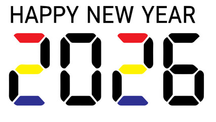 Happy new year celebration digital countdown greeting card design graphic element festive countdown holiday announcement seasonal event future calendar date twenty twenty six