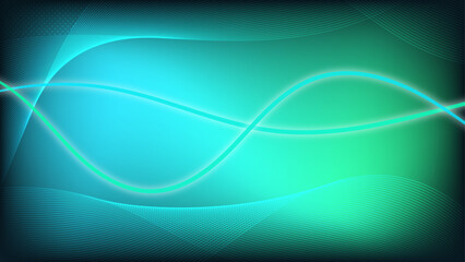 Futuristic abstract background with a cyan-to-mint gradient, luminous flowing wave lines, soft glow and subtle line textures; clean copy space—ideal for web hero banners, presentations, and wallpapers