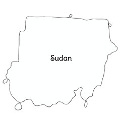 Sudan continuous line map. line art of sudan map. single outline vector illustration	